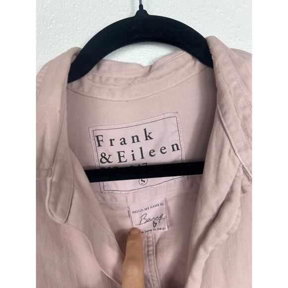 Frank & Eileen Italian Denim Button Down Distressed Shirt Dusty Pink Small - Picture 3 of 6